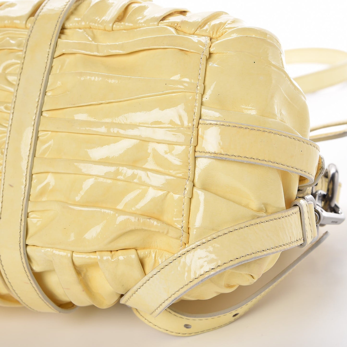Vernice Dressy Gaufre Shopping Satchel White