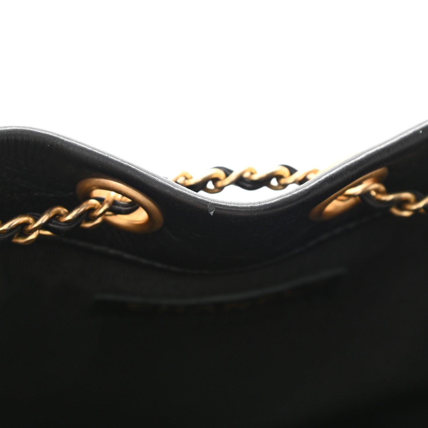 Chanel Iridescent Crumpled Calfskin Coco Pleats Small Drawstring Bag Black 9 of 10