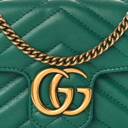 Gucci Calfskin Matelasse Super Mini GG Marmont Shoulder Bag Emerald Green 8 of 10