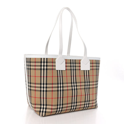 Burberry Cotton Vintage Check Medium London Tote Bag White 4 of 11