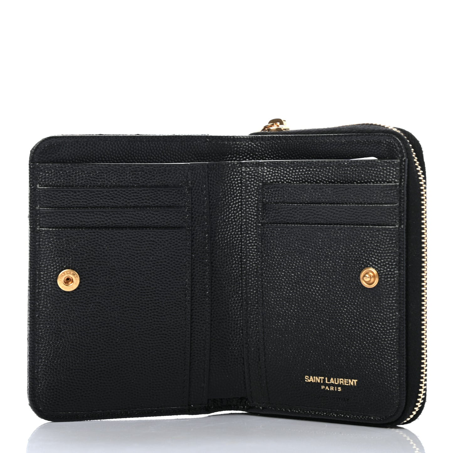 Grain De Poudre Matelasse Chevron Monogram Compact Zip Around Wallet Black