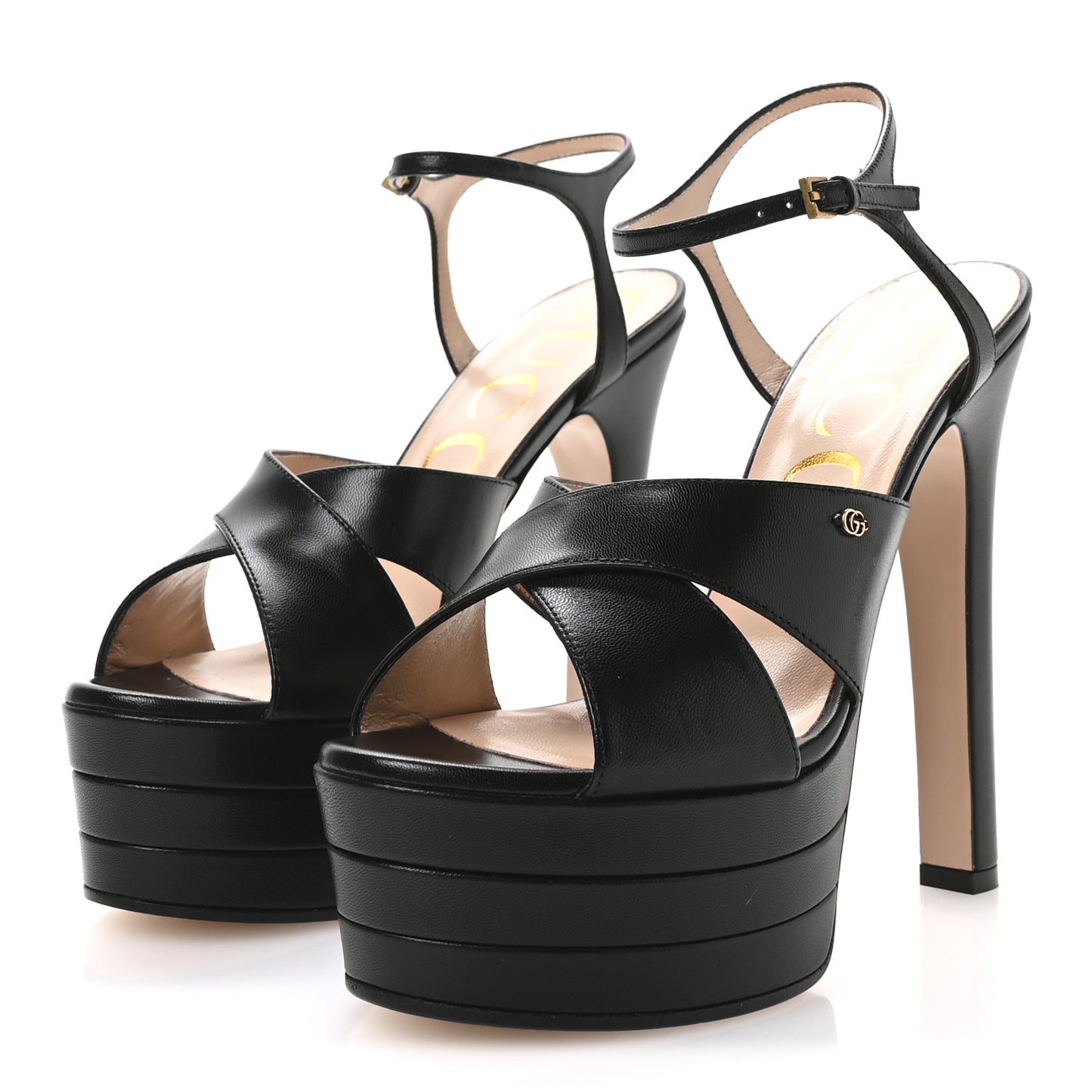 Malaga Kid Double G 150mm Platform Sandals 38.5 Black