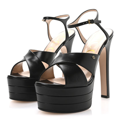 Gucci Malaga Kid Double G 150mm Platform Sandals 38.5 Black 4 of 8
