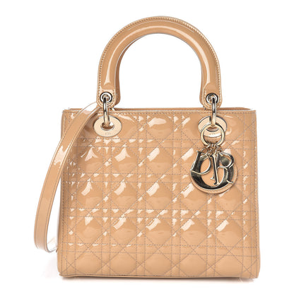 Christian Dior Patent Cannage Medium Lady Dior Beige 1 of 8