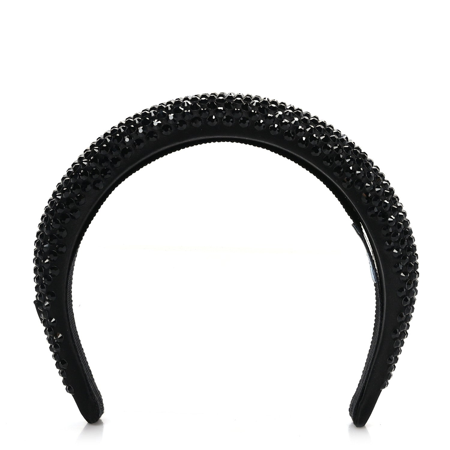 Prada Satin Crystal Embellished Headband Black 1 of 5