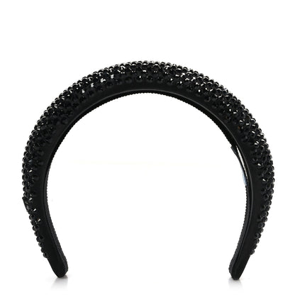 Prada Satin Crystal Embellished Headband Black 1 of 5