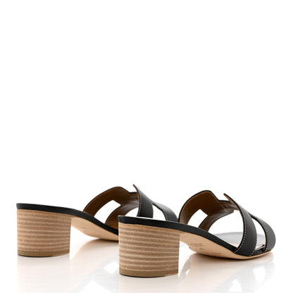 Hermes Calfskin Oasis Sandals 37 Black 4 of 9