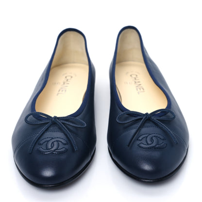 Chanel Lambskin CC Cap Toe Ballerina Flats 41 Navy 2 of 8