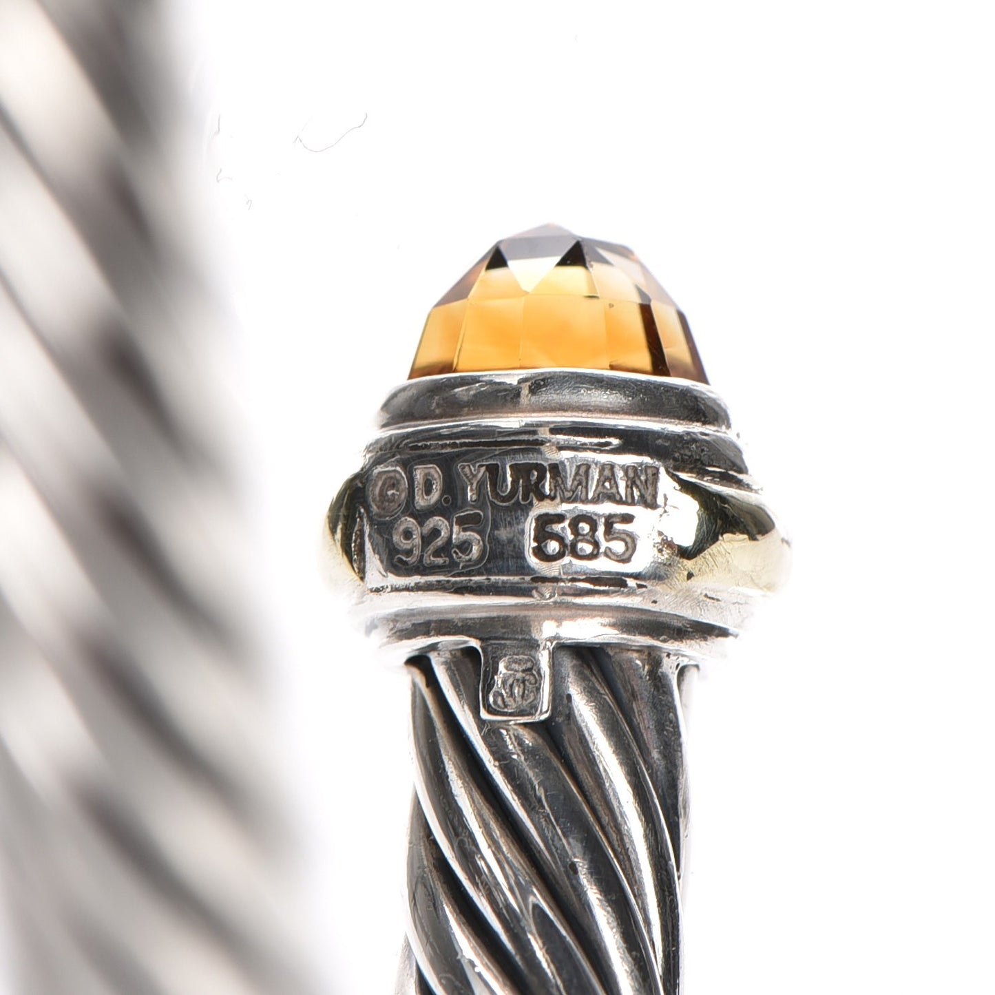Sterling Silver 14K Yellow Gold Citrine 7mm Cable Classics Bracelet