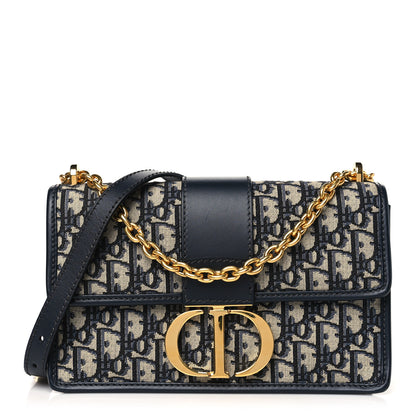 Christian Dior Oblique 30 Montaigne Chain Flap Bag Blue 1 of 9
