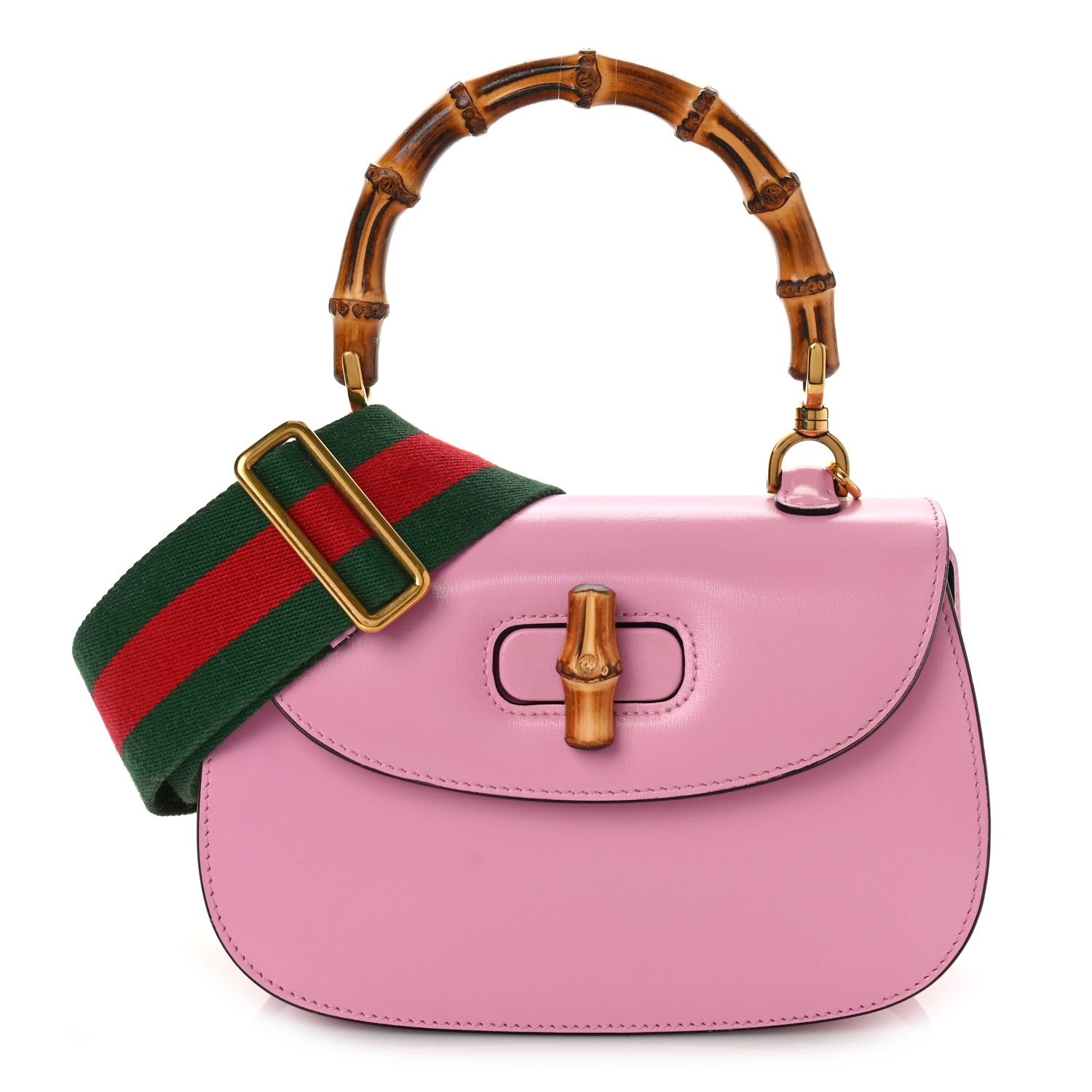Gucci Boarded Dyana Lux Calfskin Web Small Bamboo 1947 Top Handle Bag Nice Pink 3 of 9
