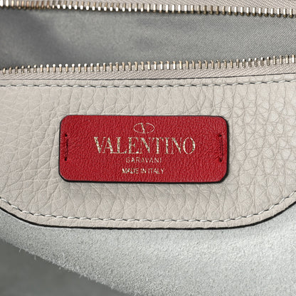 Valentino Garavani Grained Calfskin Rockstud Shoulder Tote Opal Grey 6 of 8