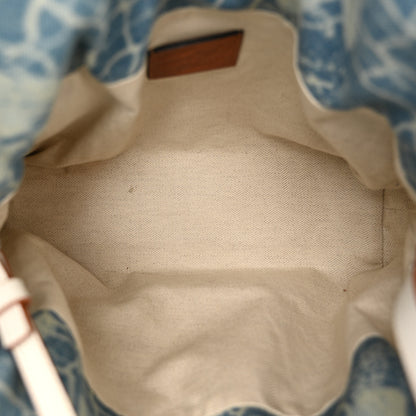 Loewe Denim Calfskin Mermaid Print Paula's Ibiza Flamenco Knot Bag Blue Tan 5 of 10