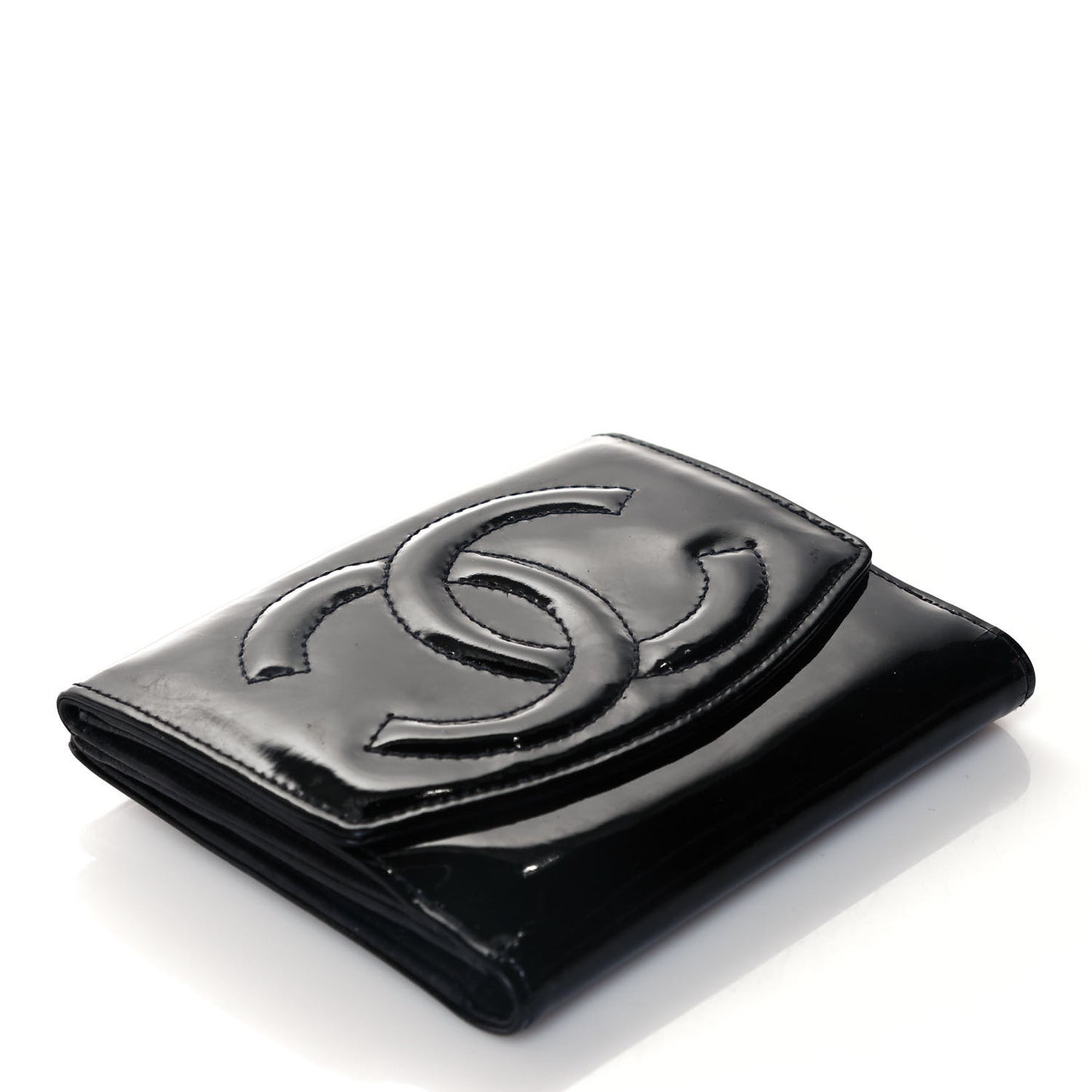 Patent Timeless CC Compact French Wallet Black