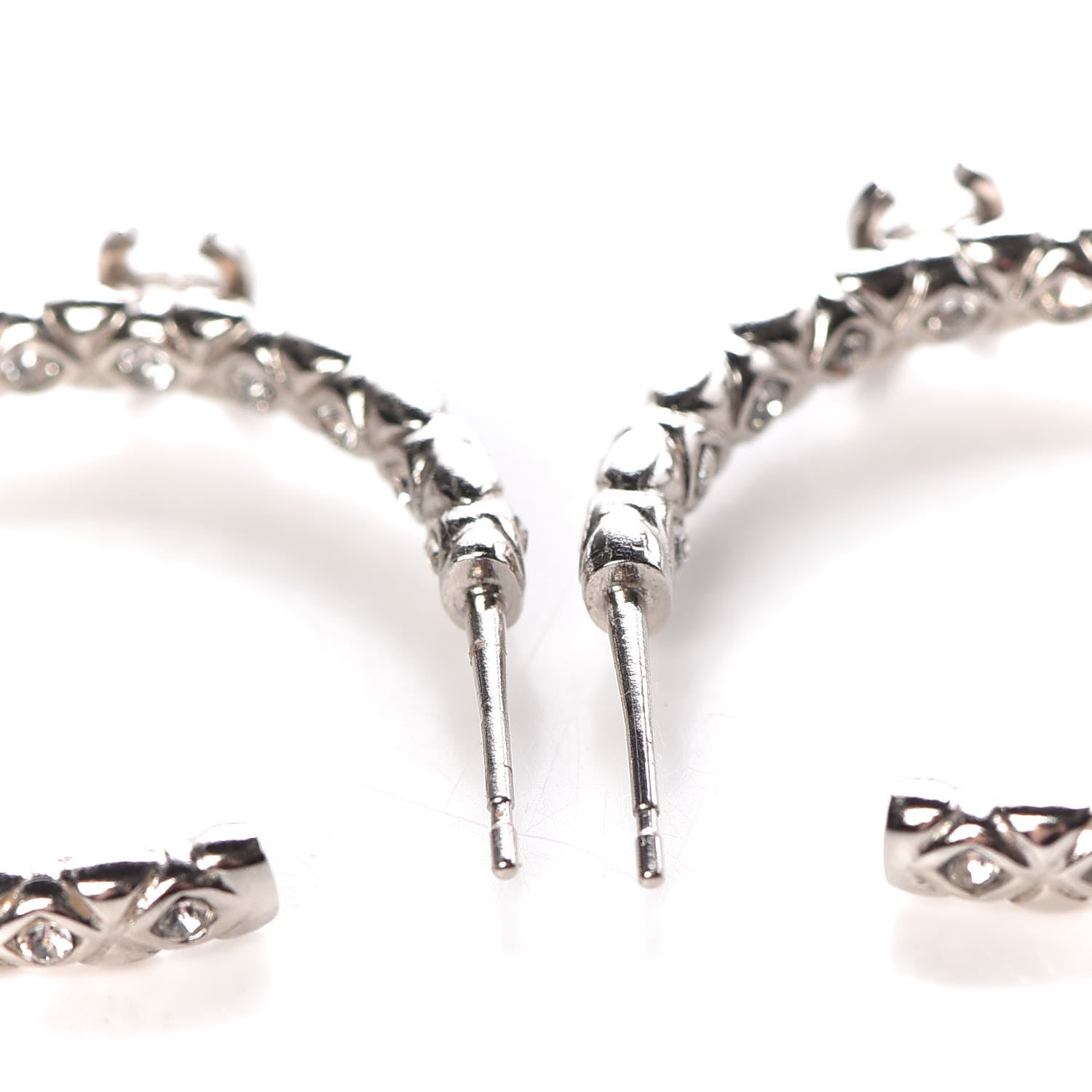 Chanel Crystal CC Hoop Earrings Silver 4 of 6