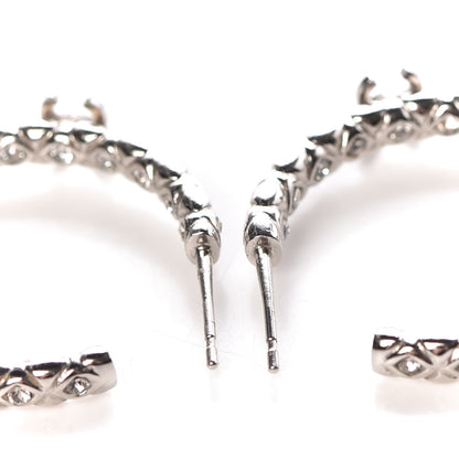 Chanel Crystal CC Hoop Earrings Silver 4 of 6