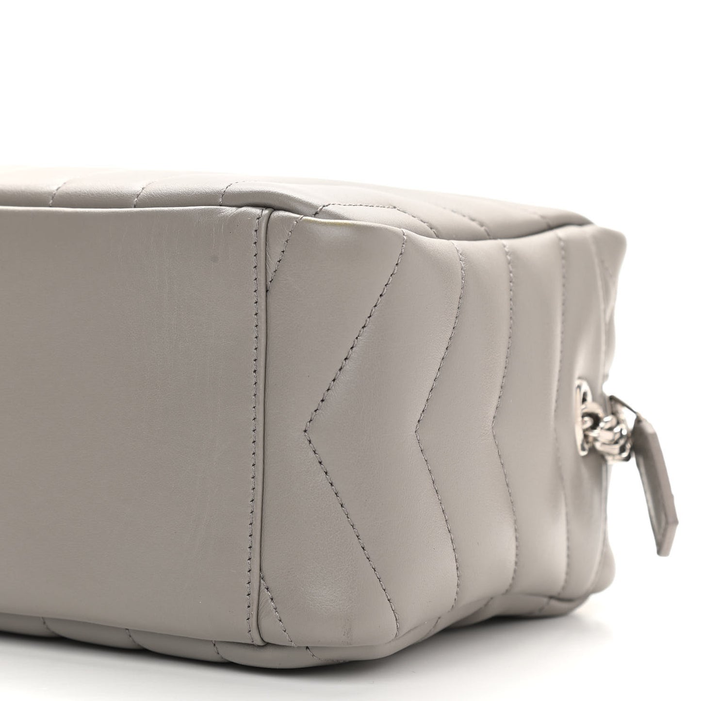 Calfskin Y Quilted Monogram Small Loulou Bowling Bag Light Gray