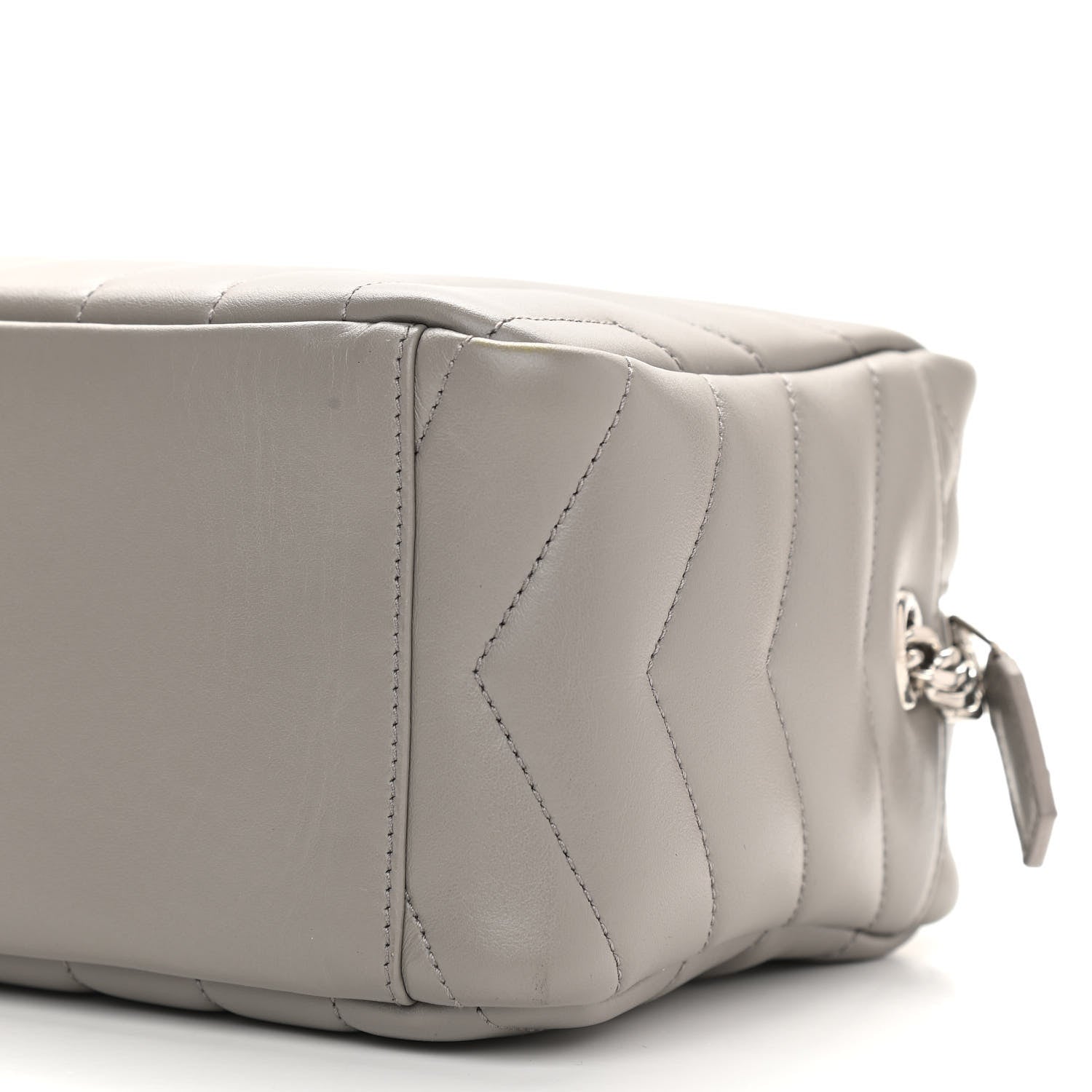 Saint Laurent Calfskin Y Quilted Monogram Small Loulou Bowling Bag Light Gray 9 of 14