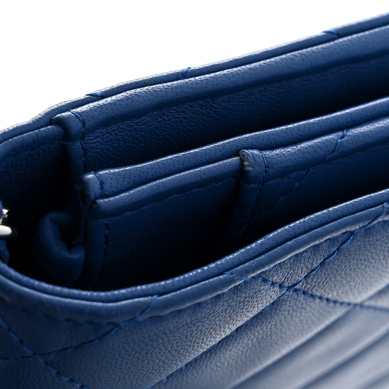 Chanel Lambskin Quilted Wallet On Chain WOC Blue 11 of 11