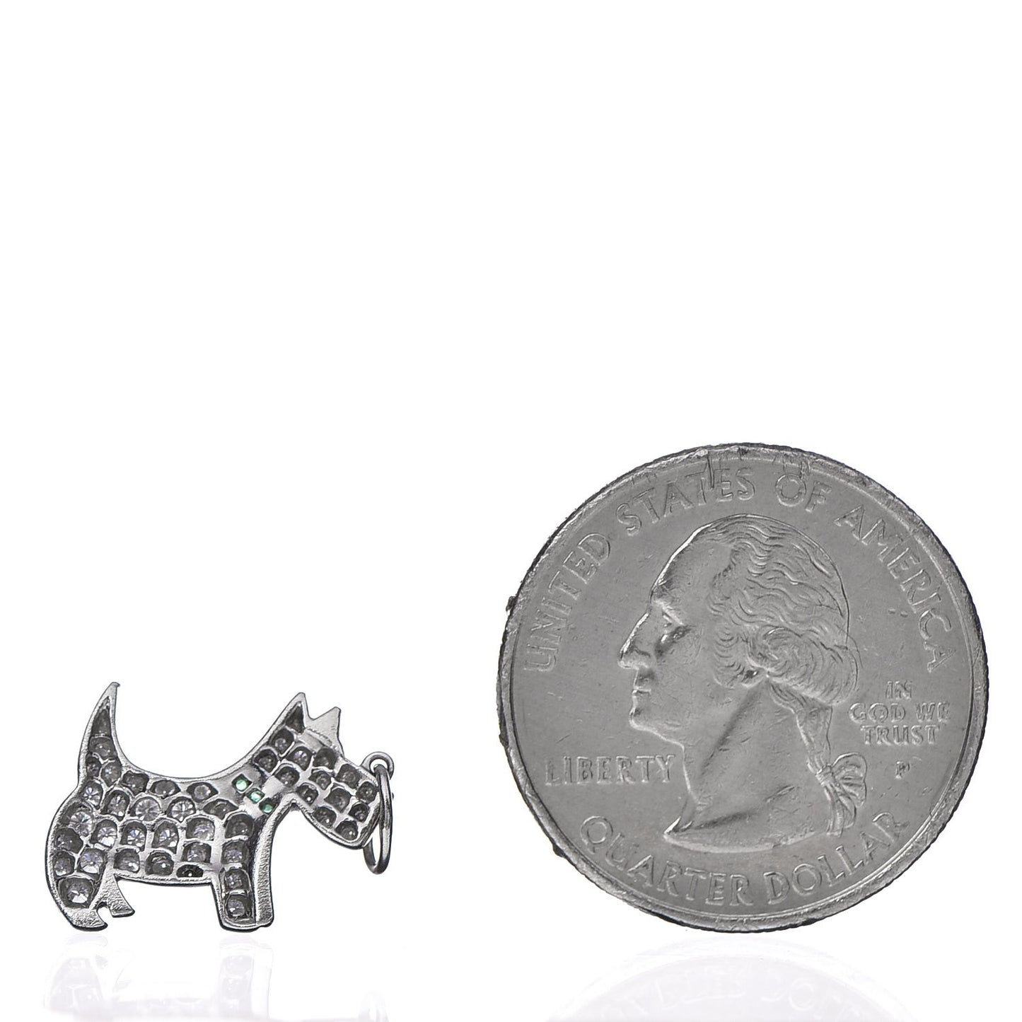 Platinum Diamond Emerald Scottie Dog Charm