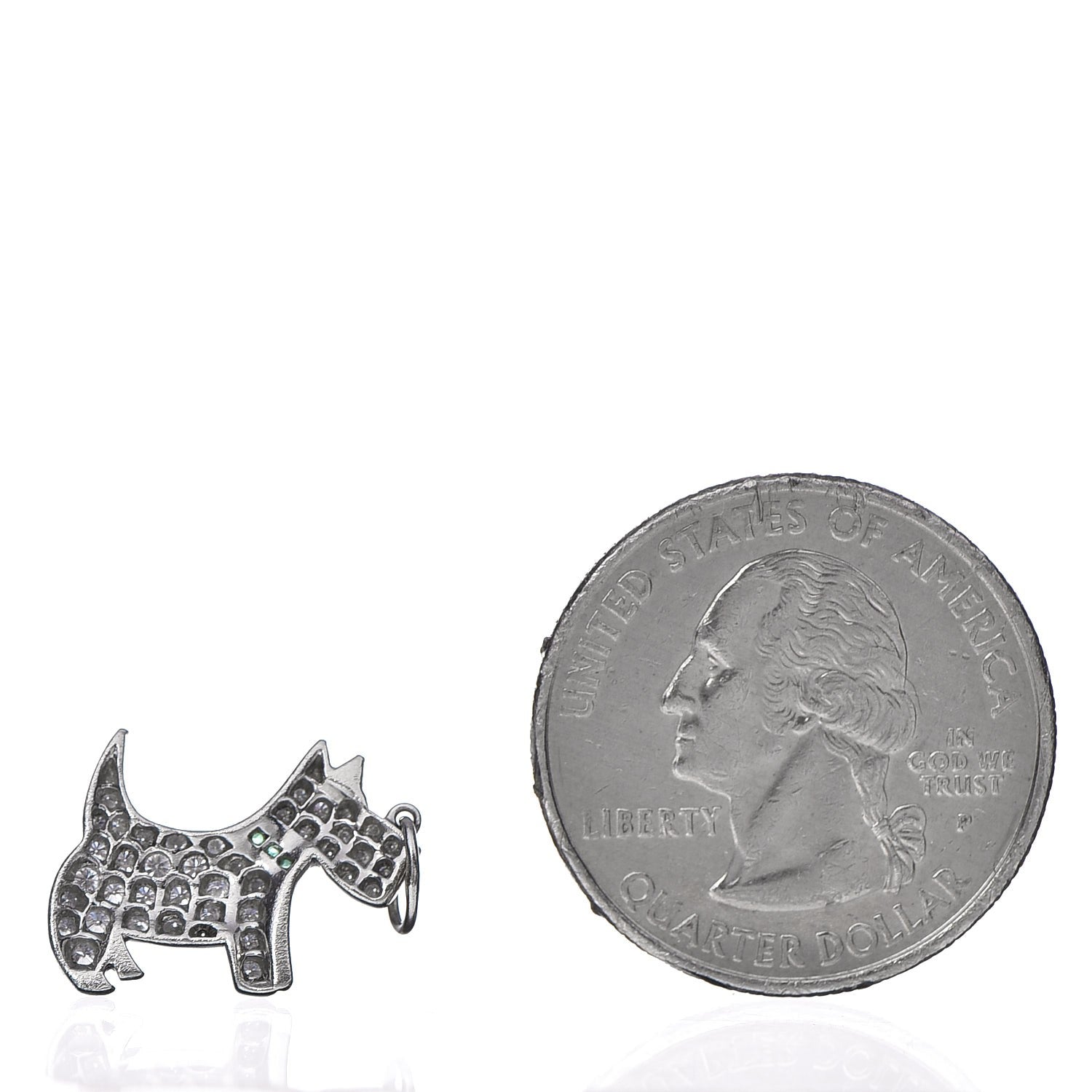 Tiffany Platinum Diamond Emerald Scottie Dog Charm 2 of 4