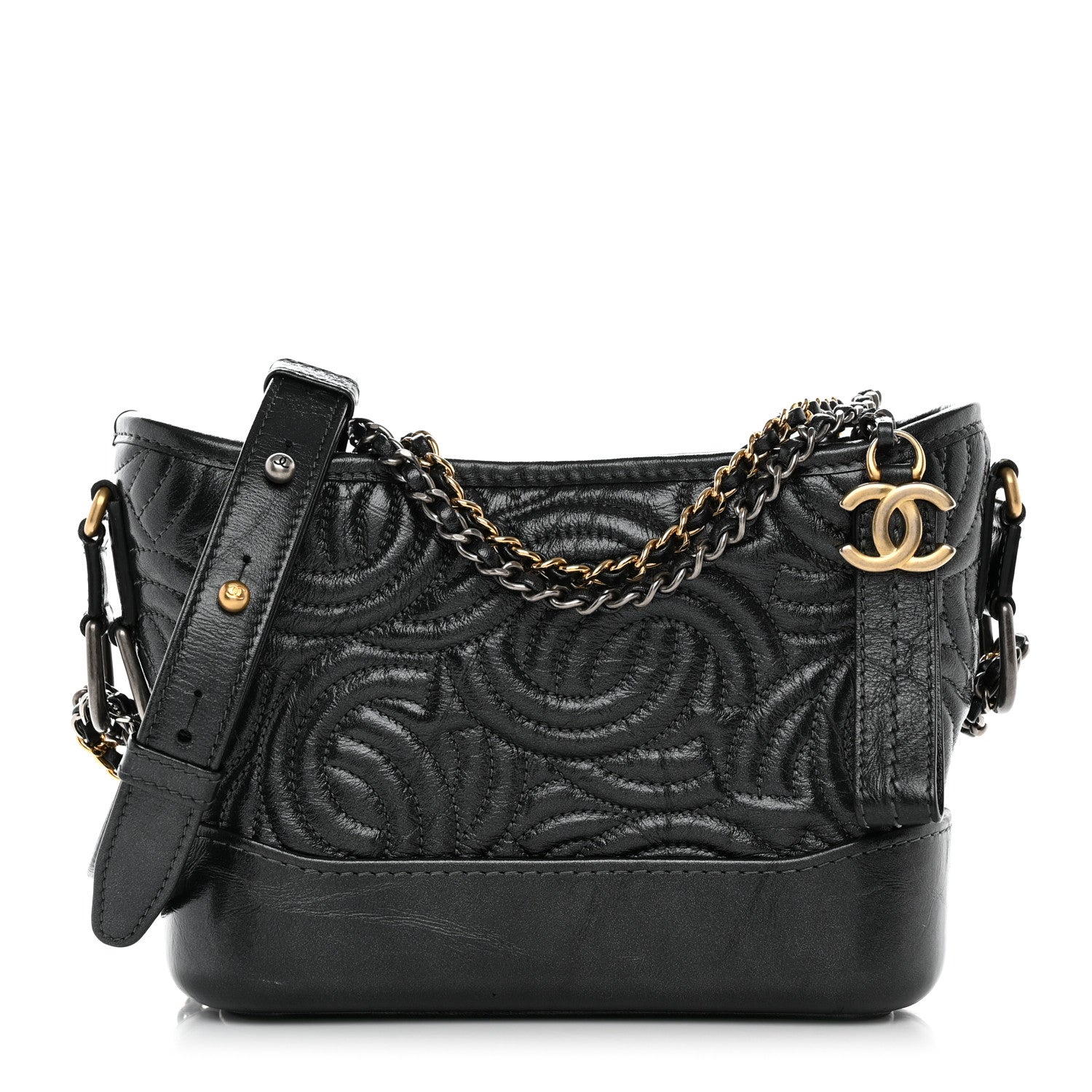 Chanel Aged Calfskin CC Quilted Small Gabrielle Hobo Black 1 of 12
