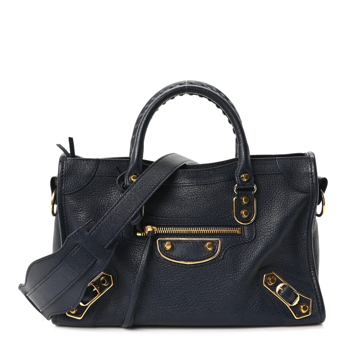 Balenciaga Chevre Gold Metallic Edge Hardware S City Bleu Nuit Dark Sea 1 of 11