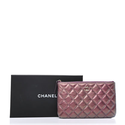 Chanel Iridescent Lambskin Quilted Cosmetic Case Purple 10 of 10