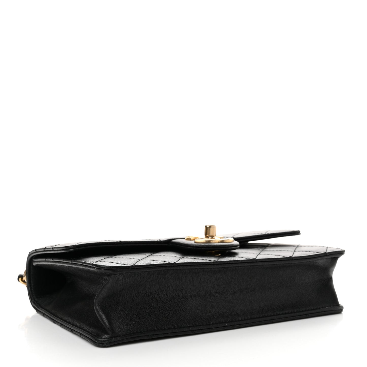 Lambskin Quilted Small Chic Pearls Flap Black