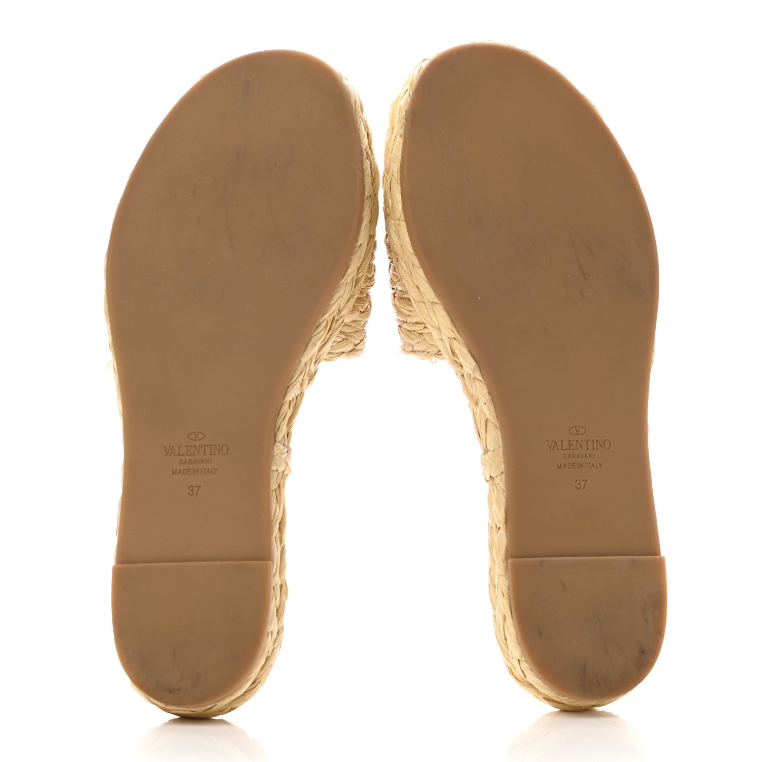 Valentino Garavani Raffia Vlogo Espadrille 5mm Flat Slide Sandals 37 Natural 6 of 8