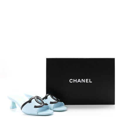 Chanel Lambskin CC Cutout Mules 36 Blue Black 10 of 10
