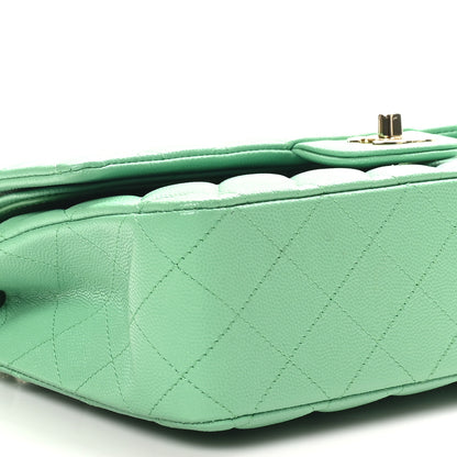 Chanel Caviar Quilted Medium Double Flap Green 9 of 11