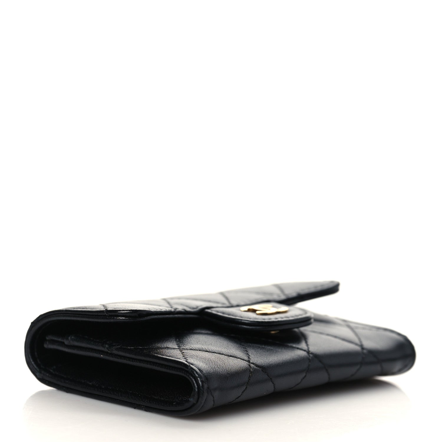 Chanel Lambskin Quilted Flap Card Holder Wallet Black 4 of 8