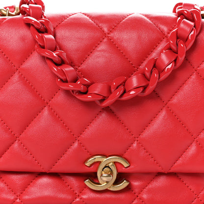 Chanel Lambskin Quilted Small Lacquered Chain Flap Red 8 of 10