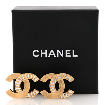 Chanel Crystal Baguette CC Earrings Gold 5 of 5