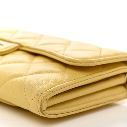 Chanel Caviar Quilted Large Gusset Flap Wallet Yellow 12 of 13