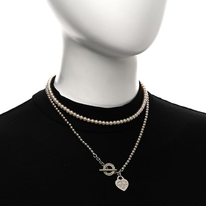 Tiffany Sterling Silver Diamond Pearl Return to Tiffany Wrap Necklace 2 of 6