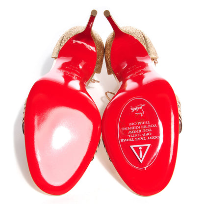Christian Louboutin Metallic Glitter Calf Vegetable PVC Valnina 100 Sandals 40.5 Version Poudre 5 of 6
