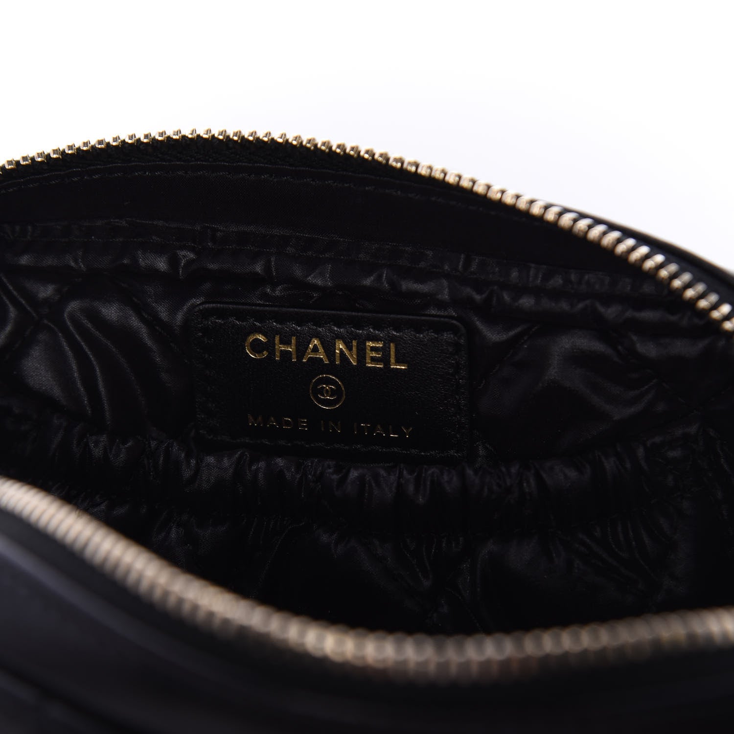 Chanel Lambskin Quilted Small Curvy Pouch Cosmetic Case Black 6 of 10