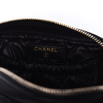 Chanel Lambskin Quilted Small Curvy Pouch Cosmetic Case Black 6 of 10