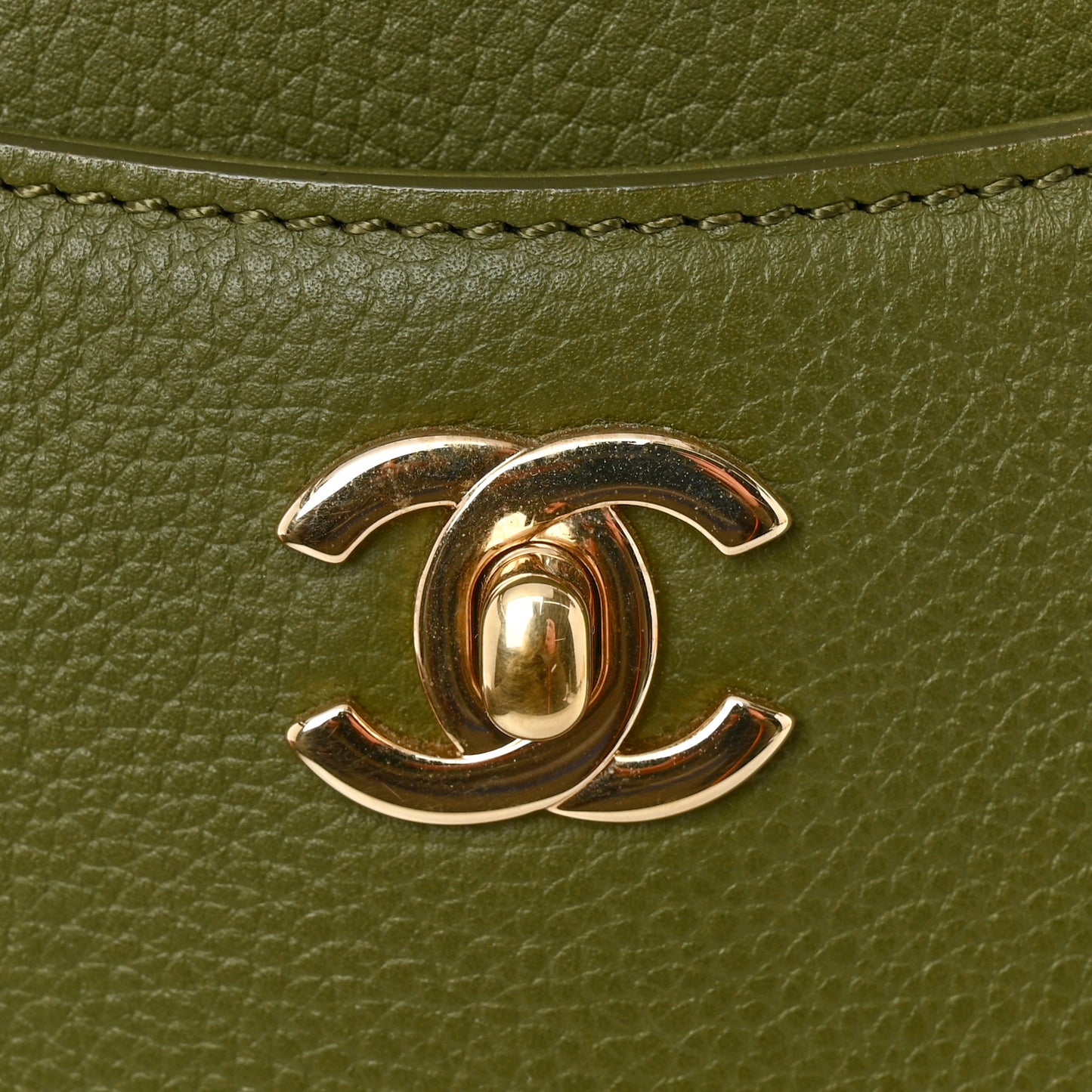 Grained Calfskin Mini Neo Executive Shopper Tote Khaki