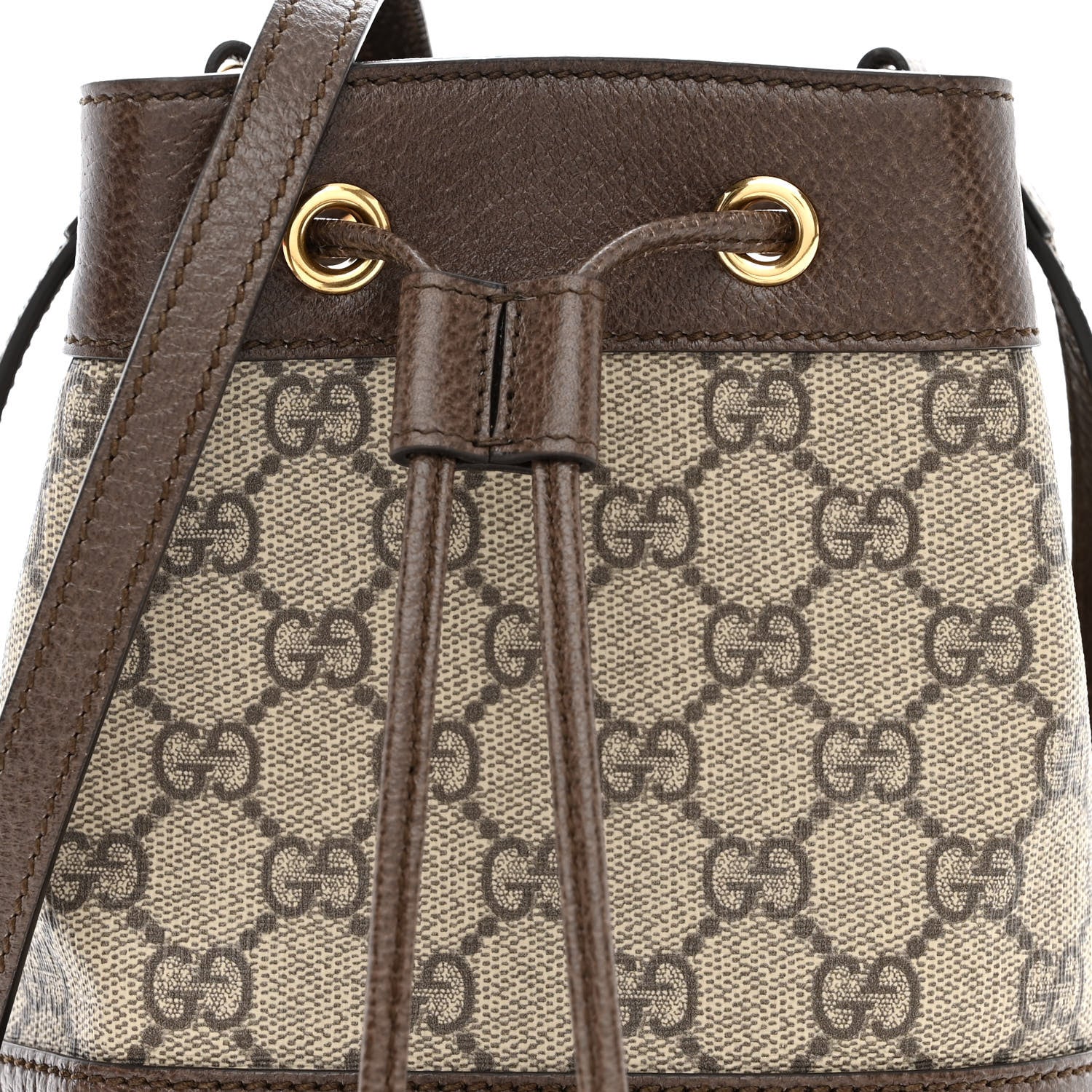 Gucci GG Supreme Monogram Web Mini Ophidia Bucket Bag Brown 8 of 11