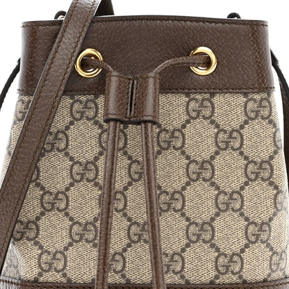 Gucci GG Supreme Monogram Web Mini Ophidia Bucket Bag Brown 8 of 11