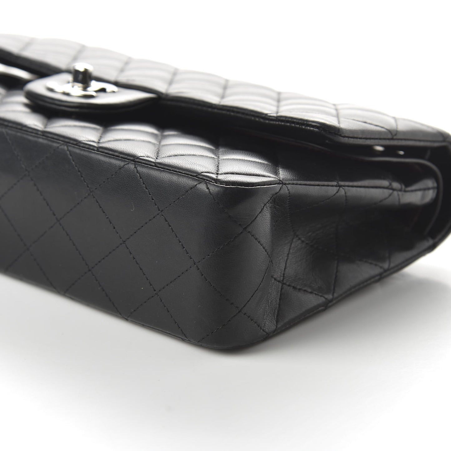 Lambskin Quilted Medium Double Flap Black