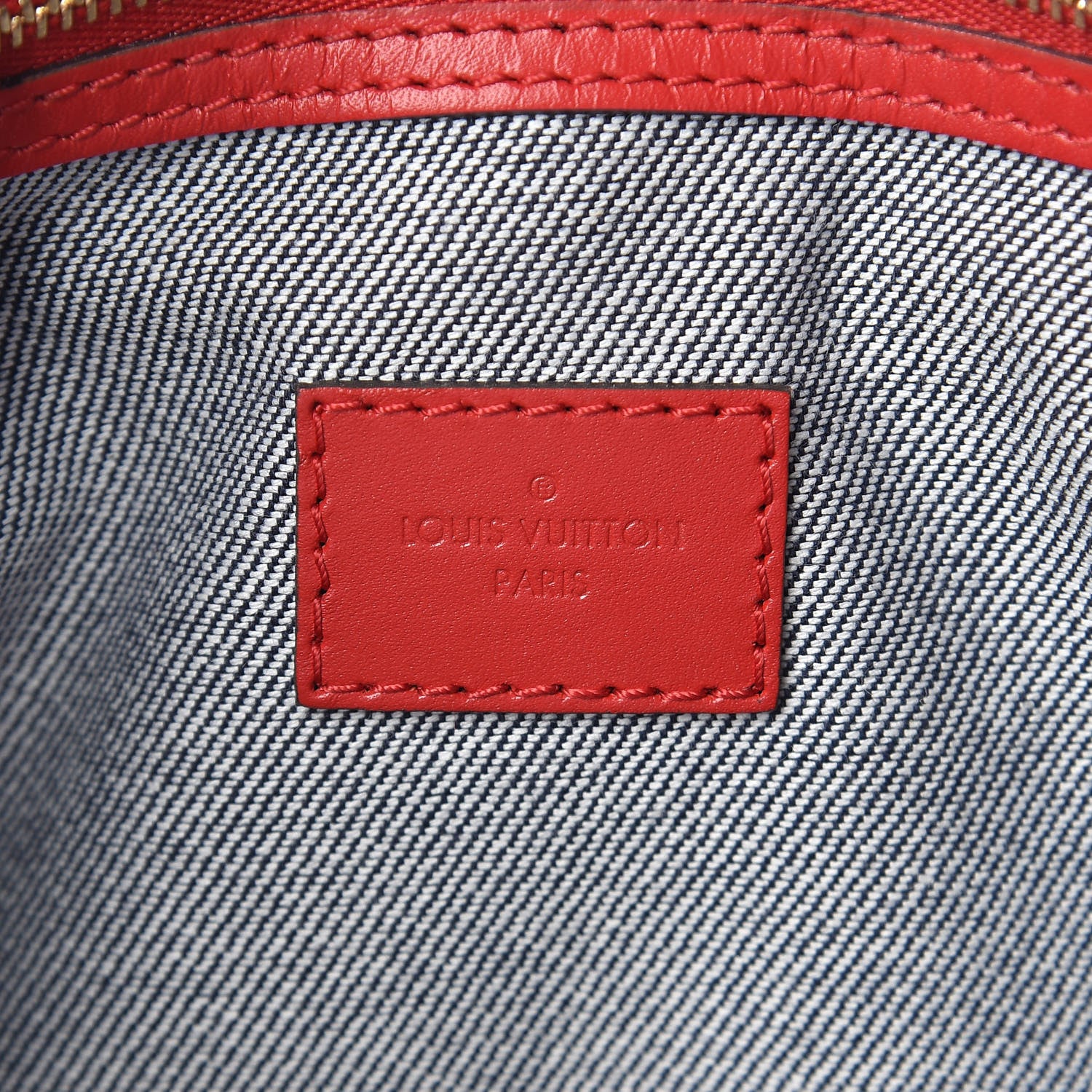 Louis Vuitton Denim Damier Monogram Patchwork Speedy Bandouliere 30 Blue Rouge 6 of 10