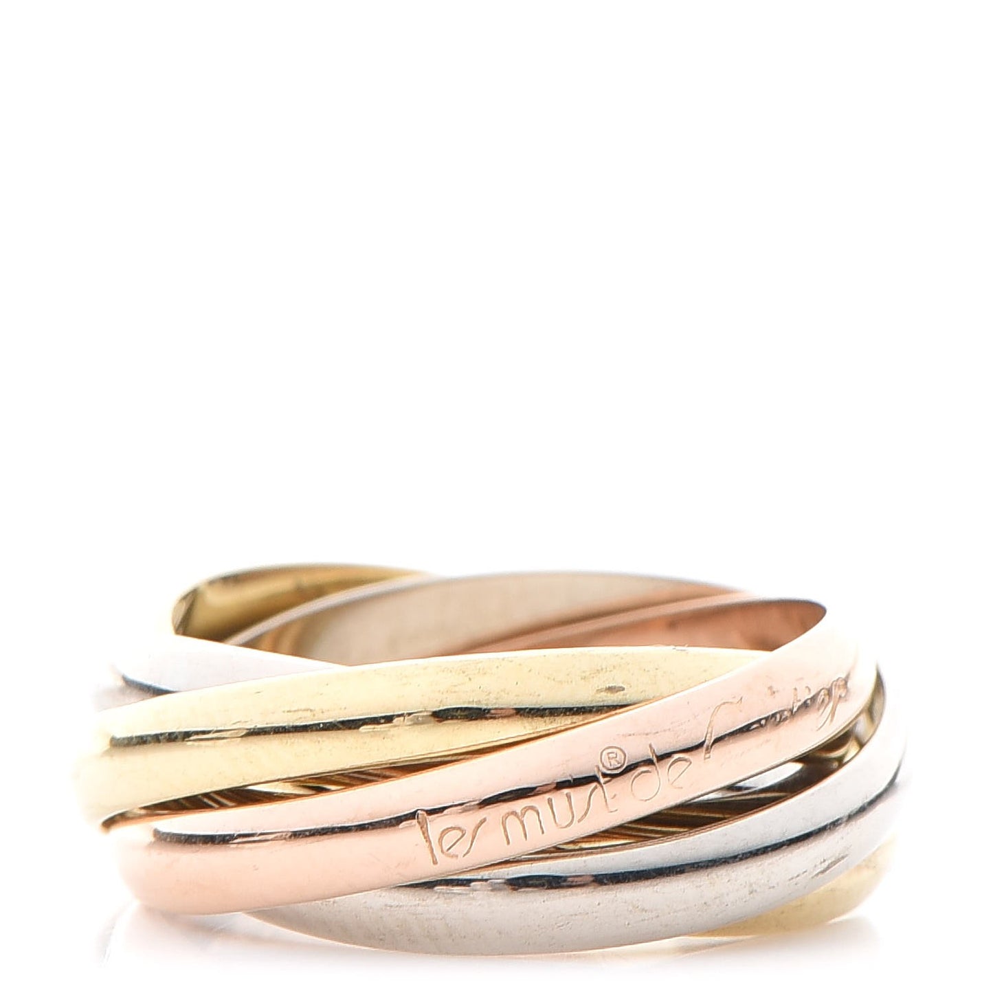 18K Pink Yellow White Gold Les Must De Trinity Five Band Ring 51 5.75