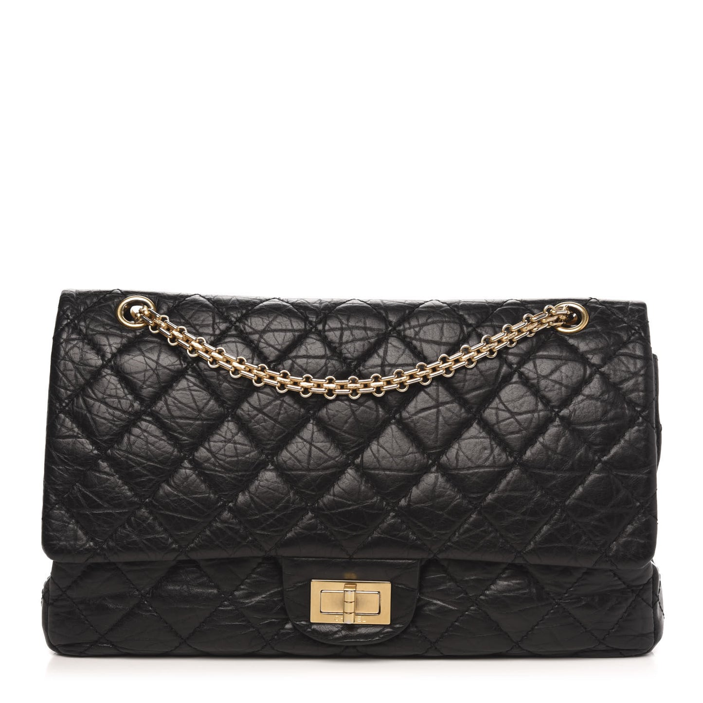 Aged Calfskin Quilted 2.55 Reissue 227 Flap Black