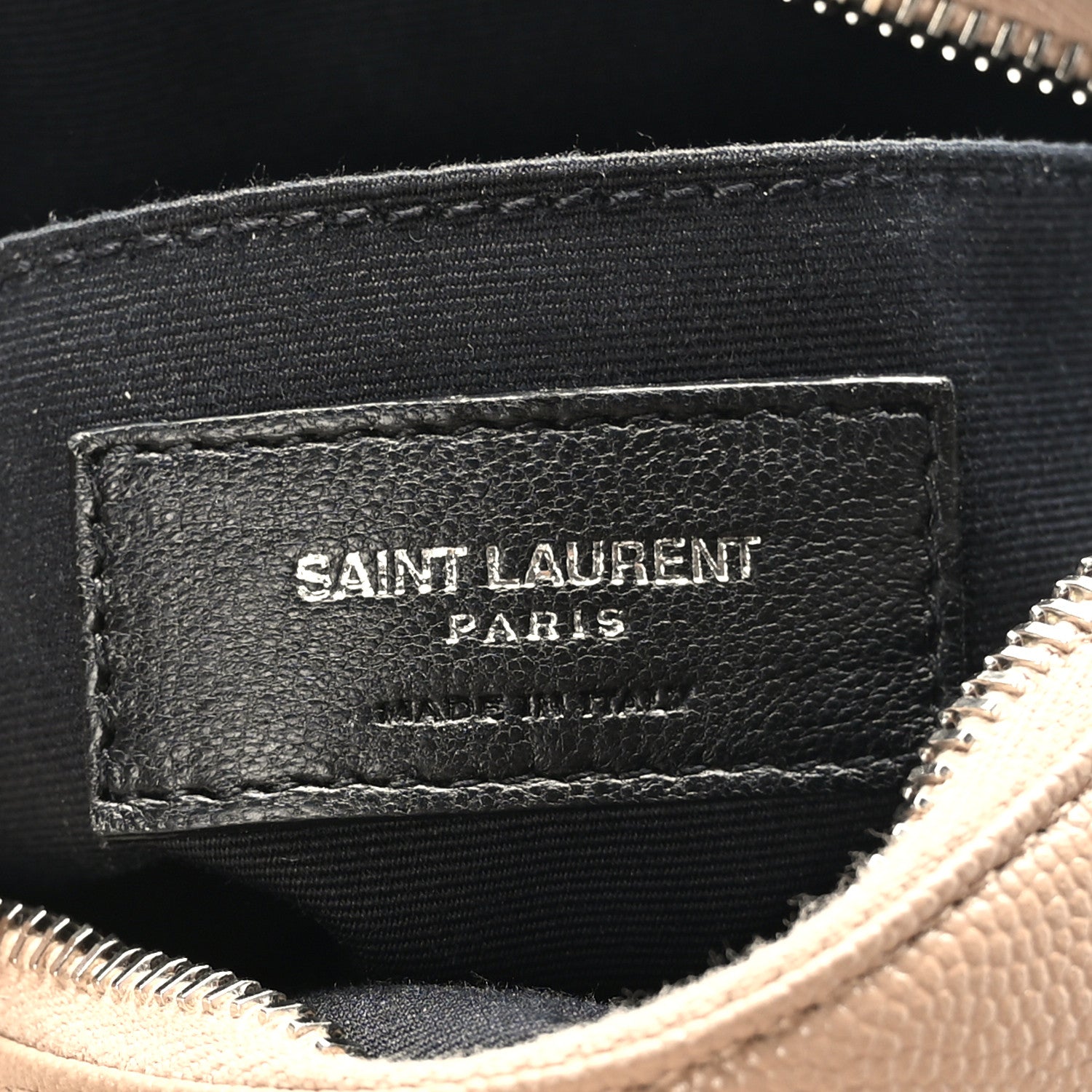 Saint Laurent Grain De Poudre Matelasse Chevron Quilted Round Vinyle Camera Bag Dark Beige 6 of 10