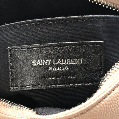 Saint Laurent Grain De Poudre Matelasse Chevron Quilted Round Vinyle Camera Bag Dark Beige 6 of 10