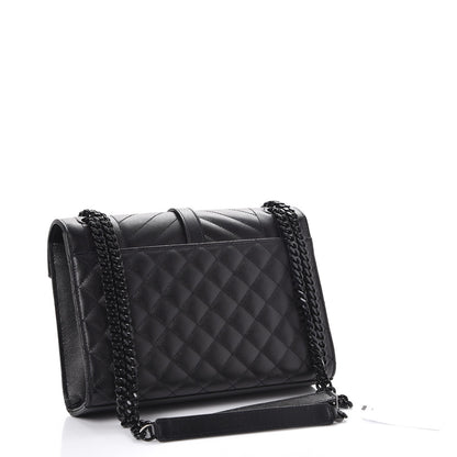 Saint Laurent Grain De Poudre Textured Mixed Matelasse Triquilt Medium Monogram Satchel Black 4 of 7